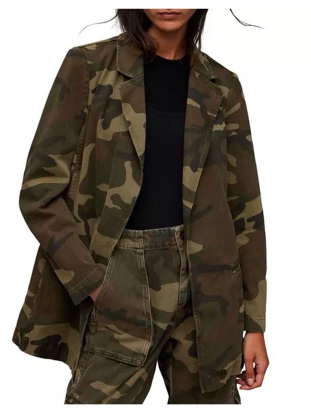 AllSaints Women's Olive Camo Blazer